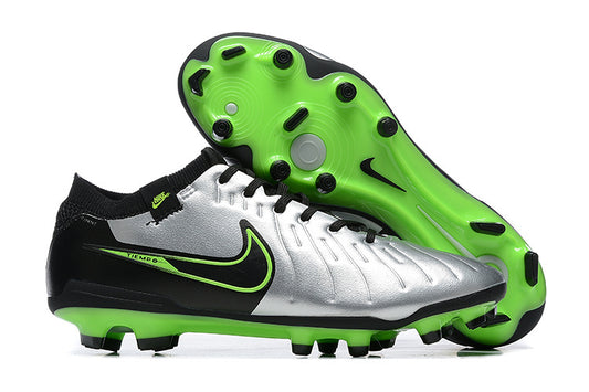 Tacos de Fútbol Nike Tiempo Legend 9 Elite FG - Plata, Negro y Verde (Césped Natural / Firm Ground)