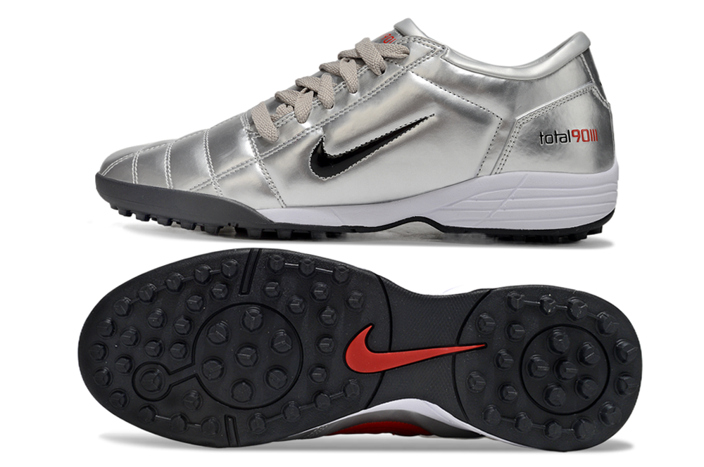 Tenis de Fútbol Nike Total 90 TF - Plata / Negro (Césped Sintético / Turf)