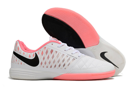 Tenis de Fútbol Nike Lunar Gato II - Blanco, Swoosh Negro, Forro Rosa y Suela Multicolor (Rosa y Negra) (Césped Interior / Futsal)