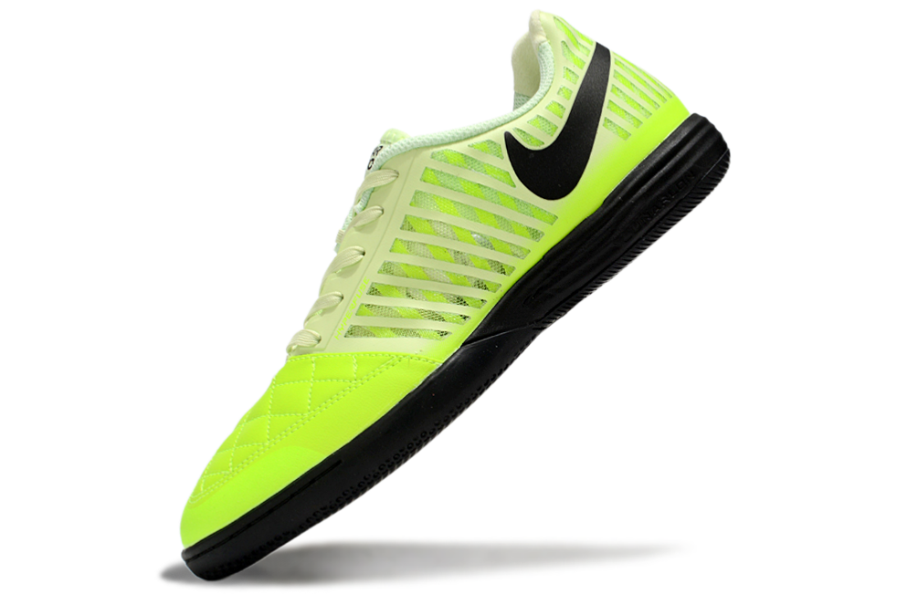 Tenis de Fútbol Nike Lunar Gato II - Verde Amarillo con Swoosh Negro y Suela Negra (Césped Interior / Futsal)