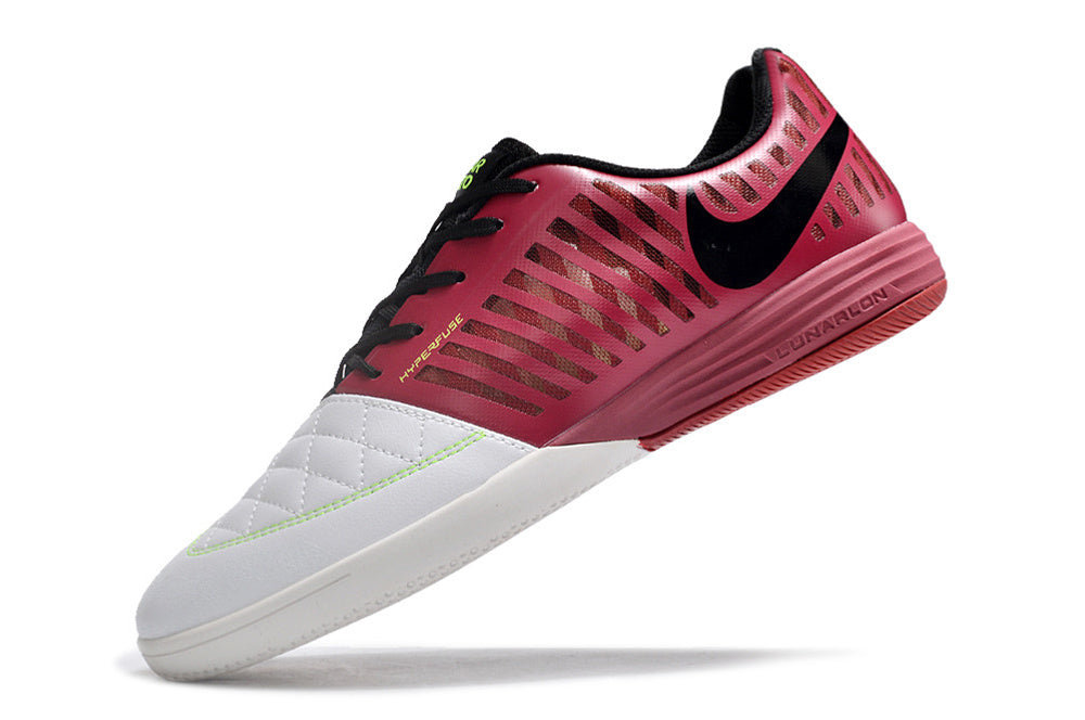 Tenis de Fútbol Nike Lunar Gato II - Vinotinto y Blanco con Swoosh Negro y Suela Roja (Césped Interior / Futsal)