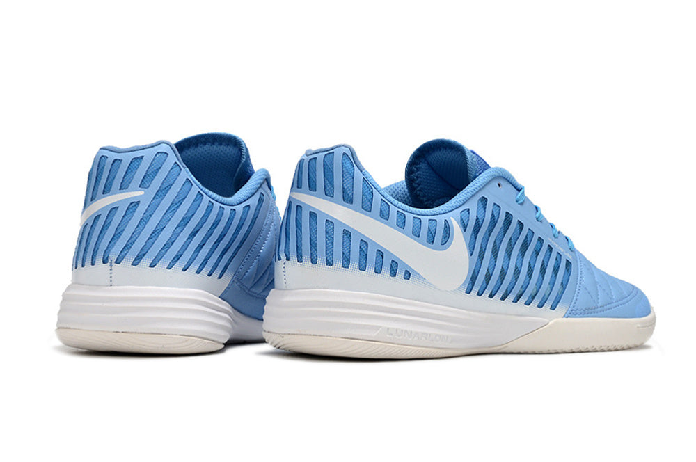 Tenis de Fútbol Nike Lunar Gato II - Celeste, Swoosh Blanco y Suela Gris Claro (Césped Interior / Futsal)