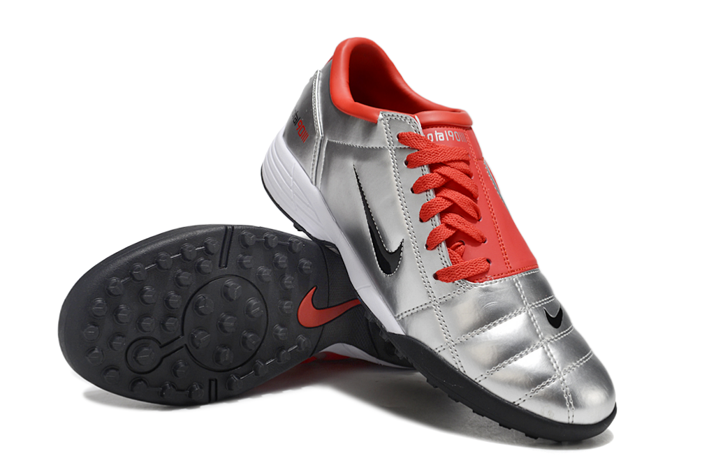 Tenis de Fútbol Nike Total 90 TF - Plata / Rojo (Césped Sintético / Turf)