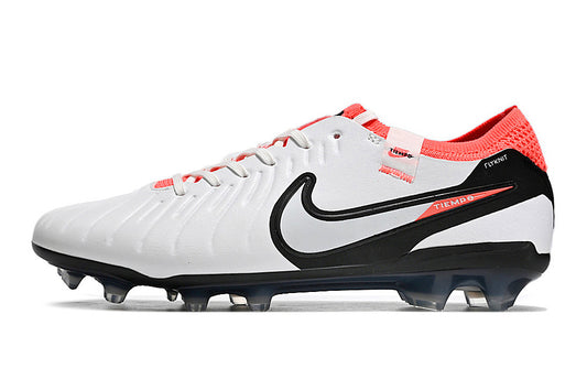 Tacos de Fútbol Nike Tiempo Legend 9 Elite FG - Blanco, Negro y Coral (Césped Natural / Firm Ground)