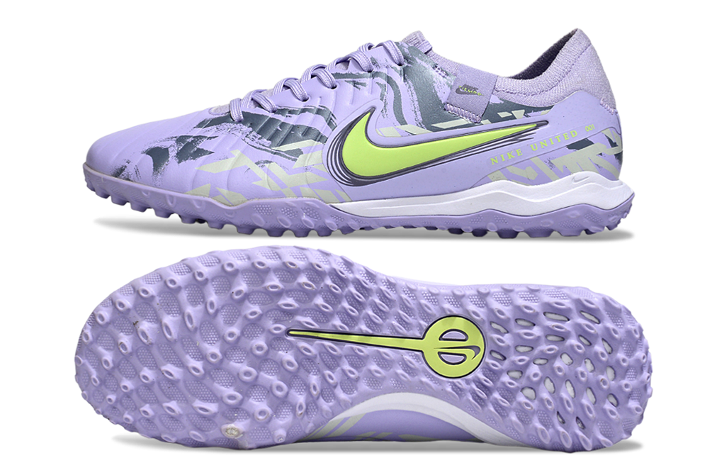 Tenis de Fútbol Nike Tiempo Legend 9 Pro TF - Morado Claro, Gris y Verde Lima (Sintético / Turf)