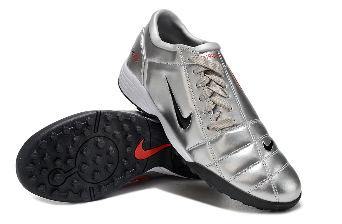 Tenis de Fútbol Nike Total 90 TF - Plata / Negro (Césped Sintético / Turf)