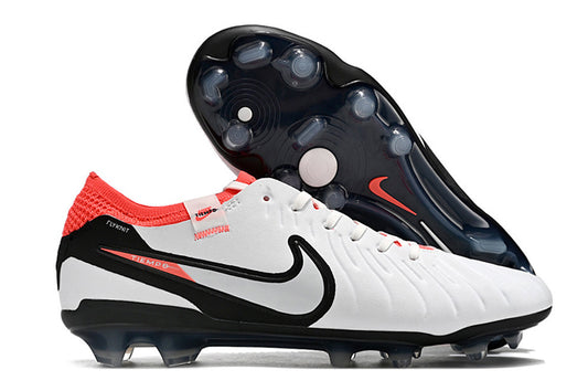 Tacos de Fútbol Nike Tiempo Legend 9 Elite FG - Blanco, Negro y Coral (Césped Natural / Firm Ground)