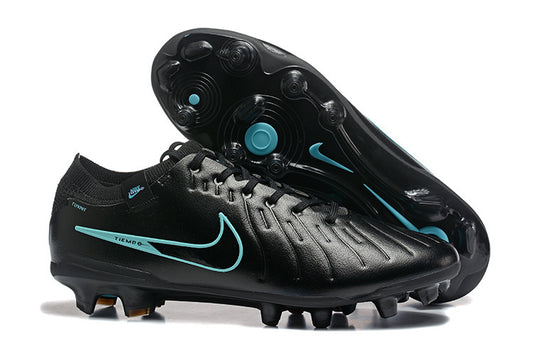 Tacos de Fútbol Nike Tiempo Legend 9 Elite FG - Negro y Azul Turquesa (Césped Natural / Firm Ground)