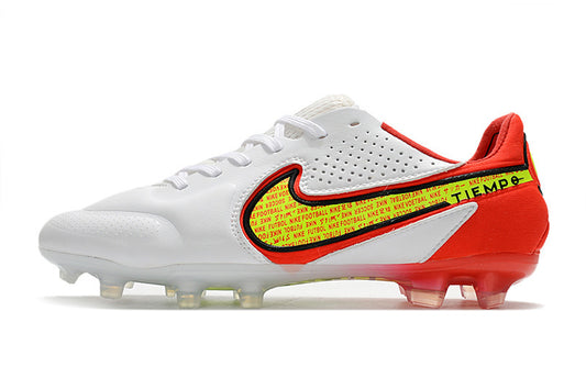 Tacos de Fútbol Nike Tiempo Legend 9 Elite FG - Blanco, Rojo y Amarillo (Césped Natural / Firm Ground)