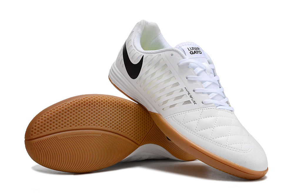 Tenis de Fútbol Nike Lunar Gato II - Blanco, Swoosh Negro y Suela de Goma (Césped Interior / Futsal)