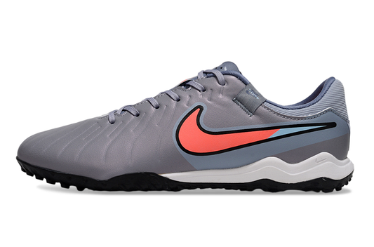 Tenis de Fútbol Nike Tiempo Legend 9 Pro TF - Gris, Coral y Azul Claro (Sintético / Turf)