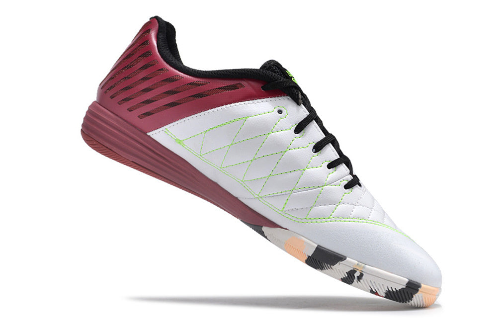 Tenis de Fútbol Nike Lunar Gato II - Vinotinto y Blanco con Swoosh Negro y Suela Roja (Césped Interior / Futsal)
