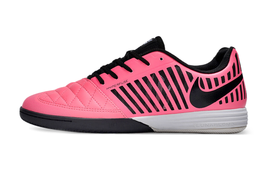 Tenis de Fútbol Nike Lunar Gato II - Rosa, Swoosh Negro y Suela Blanca con Talón Negro (Césped Interior / Futsal)