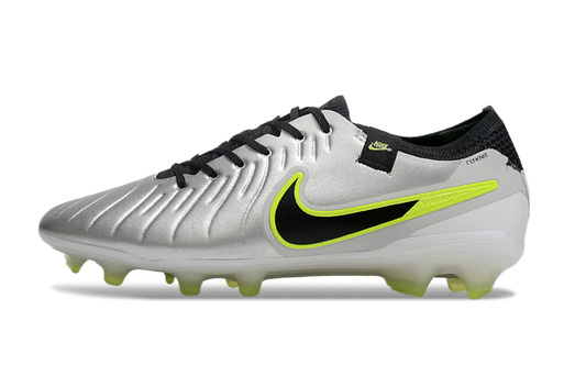 Tacos de Fútbol Nike Tiempo Legend 9 Elite FG - Plata, Negro y Amarillo Volt (Césped Natural / Firm Ground)