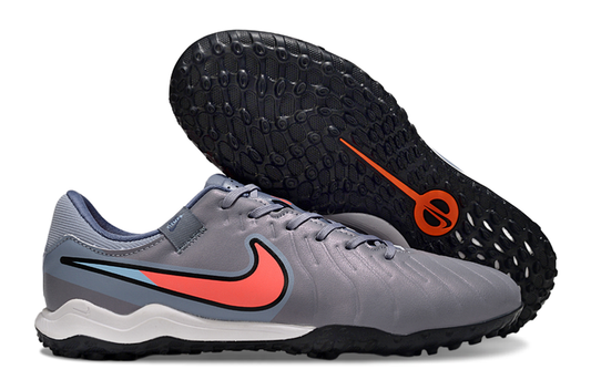 Tenis de Fútbol Nike Tiempo Legend 9 Pro TF - Gris, Coral y Azul Claro (Sintético / Turf)