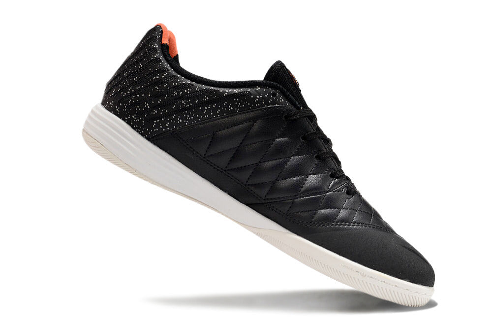 Tenis de Fútbol Nike Lunar Gato II - Negro con Patrón Gráfico Manchado, Swoosh Negro y Suela Blanca (Césped Interior / Futsal)