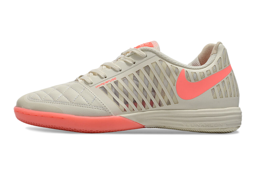 Tenis de Fútbol Nike Lunar Gato II - Beige y Coral con Swoosh Coral y Suela Coral (Césped Interior / Futsal)