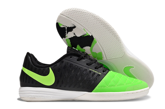 Tenis de Fútbol Nike Lunar Gato II - Negro, Verde Neón, Swoosh Verde Neón y Suela con Patrón Estampado (Negro, Verde Neón y Blanco) (Césped Interior / Futsal)