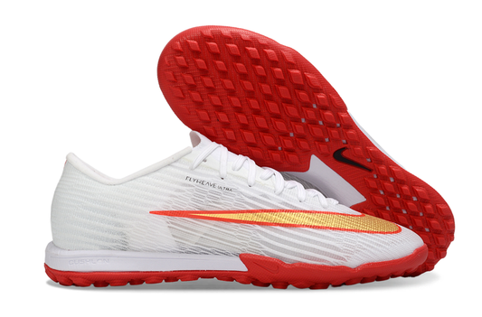 Tenis de Fútbol Nike Mercurial Vapor Academy TF - Blanco, Rojo y Dorado (Sintético / Turf)