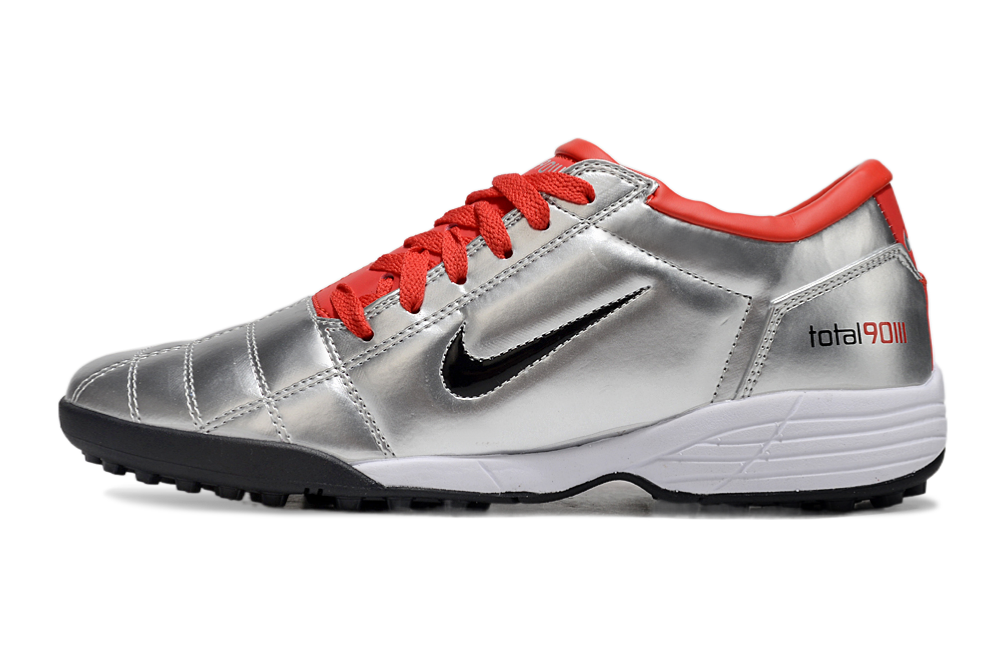 Tenis de Fútbol Nike Total 90 TF - Plata / Rojo (Césped Sintético / Turf)