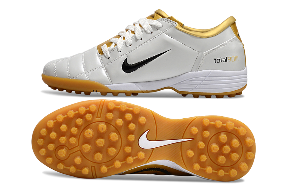 Tenis de Fútbol Nike Total 90 TF - Blanco / Dorado (Césped Sintético / Turf)