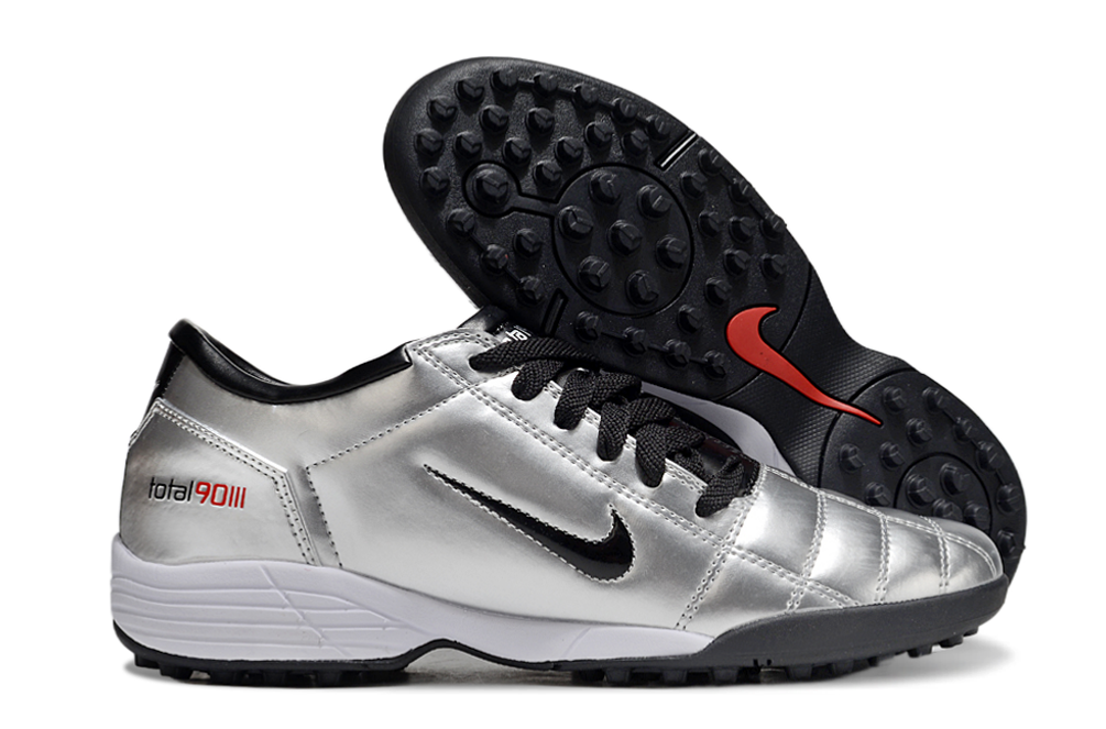 Tenis de Fútbol Nike Total 90 TF - Plata / Negro (Césped Sintético / Turf)