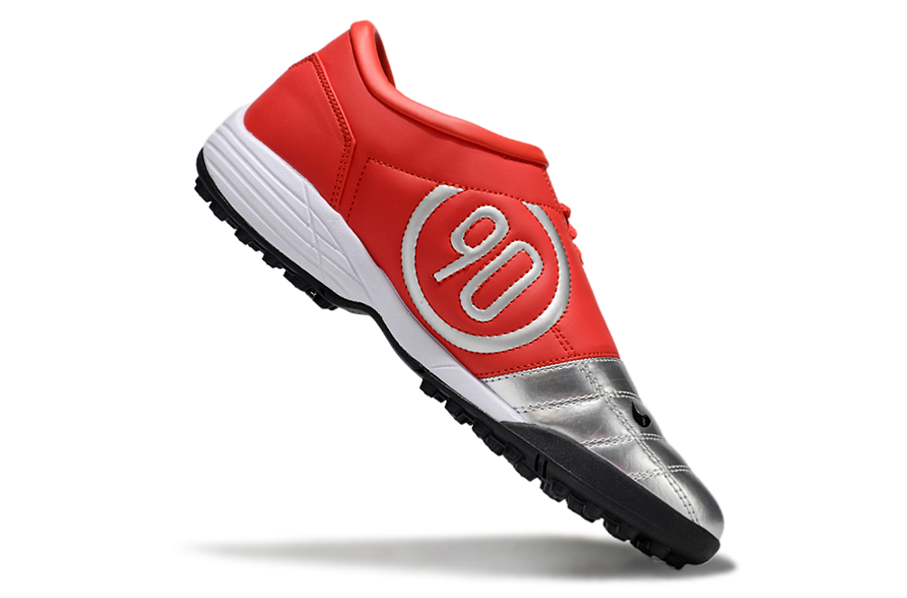 Tenis de Fútbol Nike Total 90 TF - Plata / Rojo (Césped Sintético / Turf)