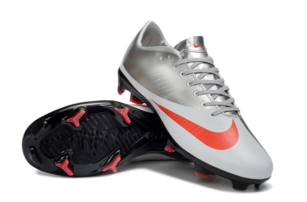 Tacos de Fútbol Nike Mercurial FG - Plata / Rojo (Césped Natural / Firm Ground)