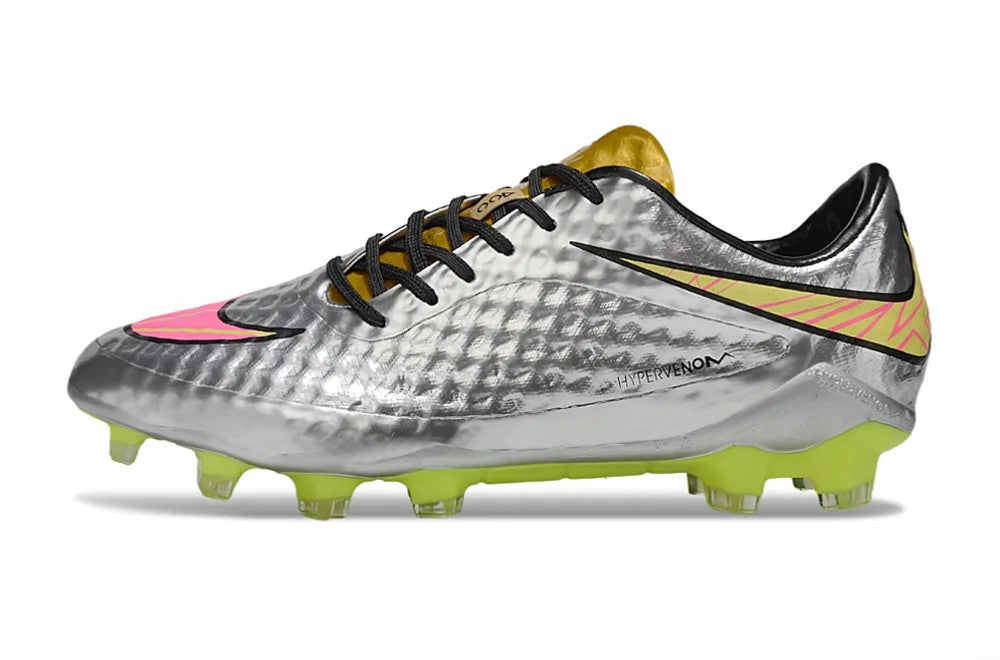 Tacos de Fútbol Nike Hypervenom Phantom FG - Plata / Amarillo / Rosado (Césped Natural / Firm Ground)