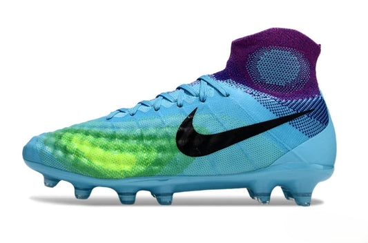 Tacos de Fútbol Nike Magista Obra II Elite FG - Azul Claro, Morado, Verde y Negro (Césped Natural)