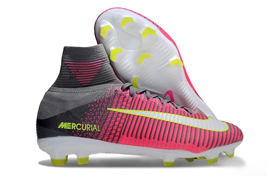 Tacos de Fútbol Nike Mercurial Superfly 5 Elite FG - Rosa, Gris y Amarillo (Césped Natural)